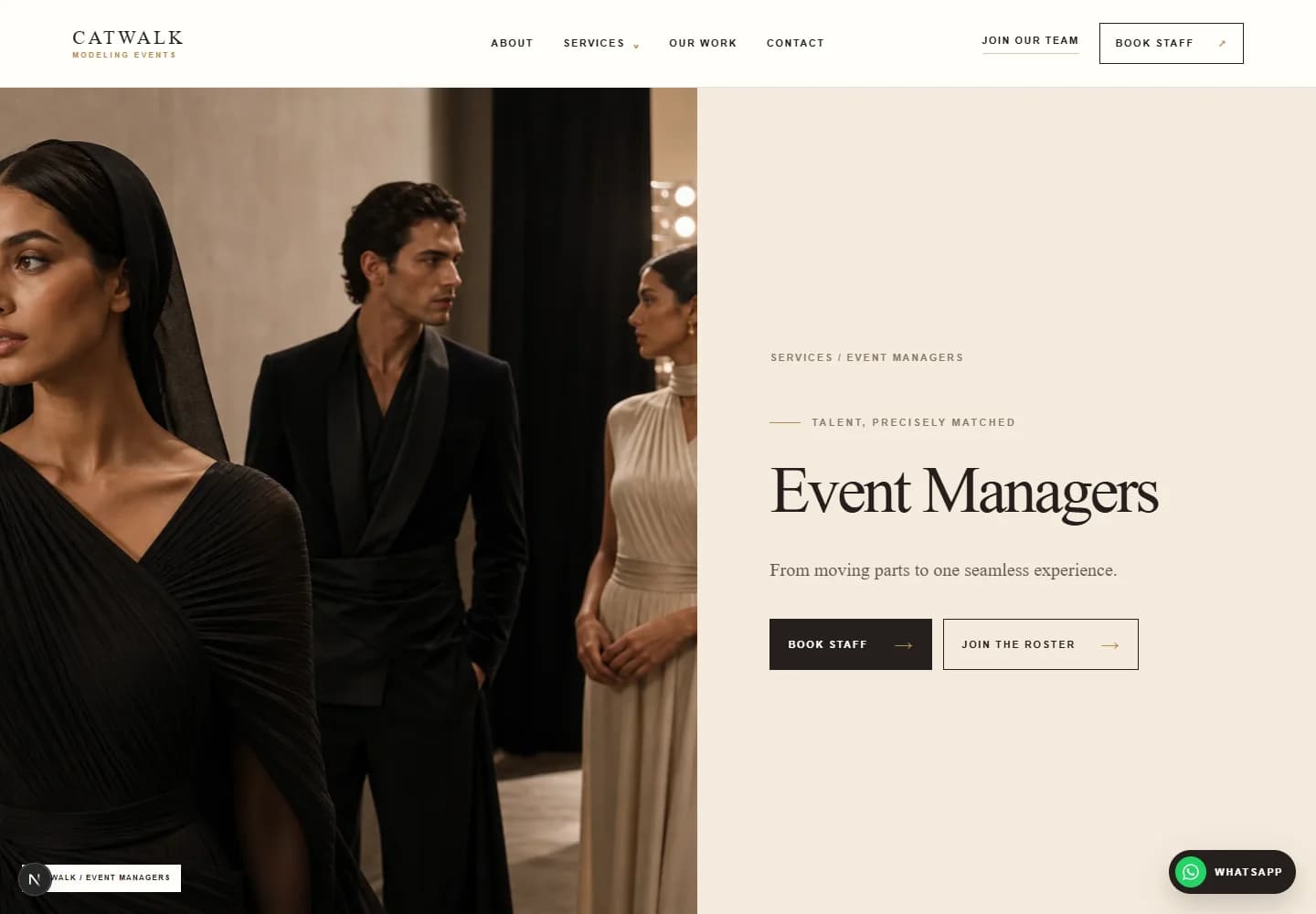 Catwalk event managers service page